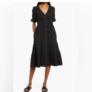 Madewell. Black midi dress. Size 8